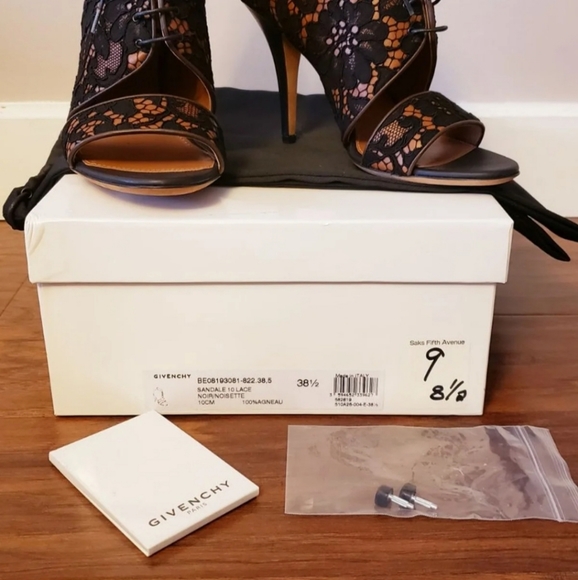 Givenchy Lace & Leather Peep-toe Heels - Picture 2 of 7